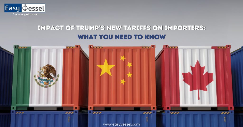 Impact of Trump's new tariffs on global importers, highlighting trade restrictions, increased freight charges, and supply chain disruptions